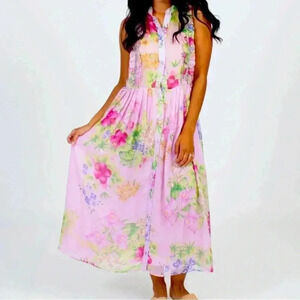 Dodo Bar Or Silvana Pink Ruffle Floral Dress sz S